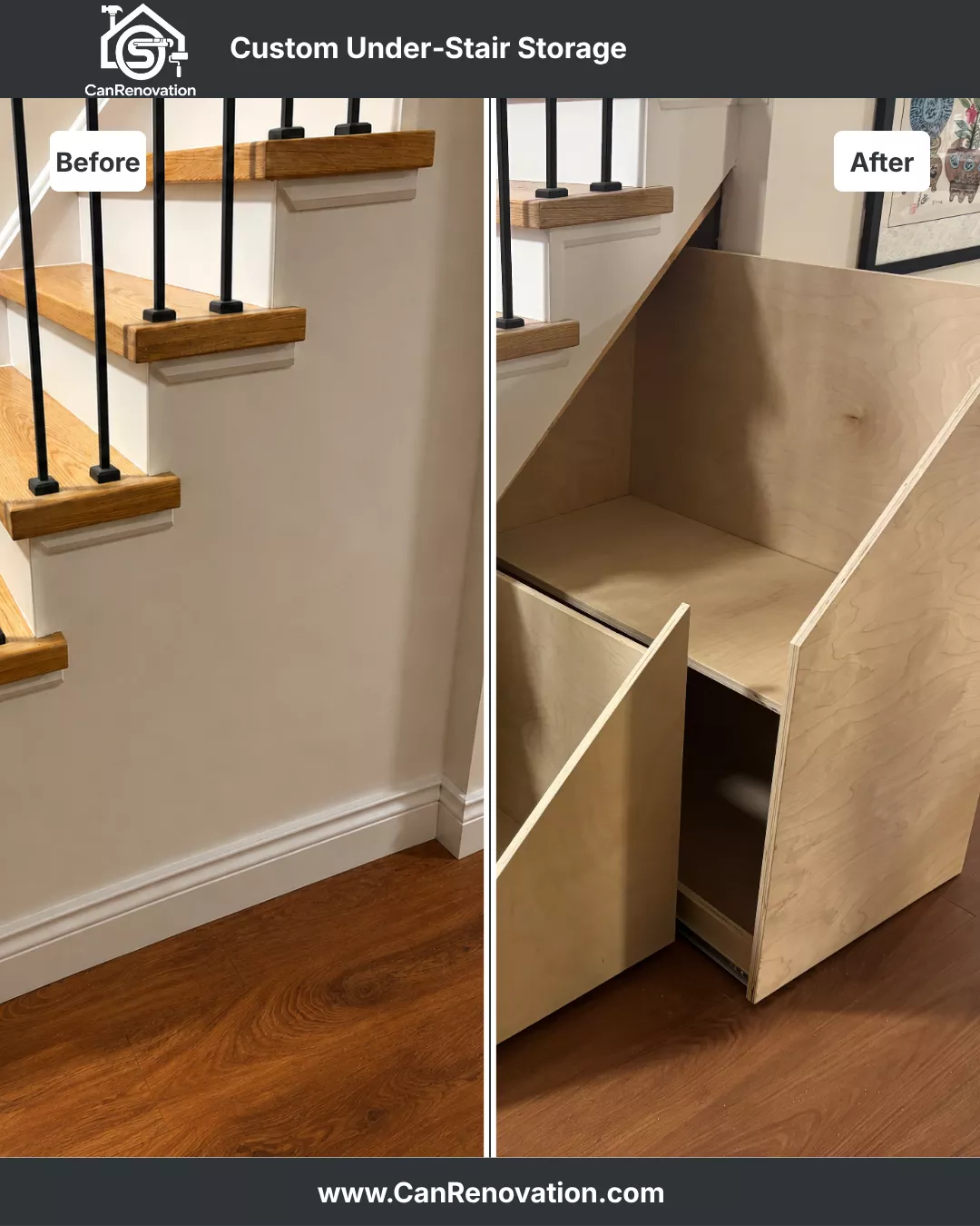 Custom Under-Stair Storage Carpentry Project Toronto
