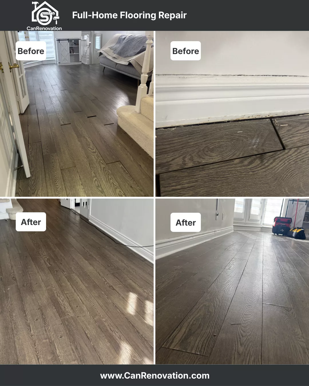 Damaged Hardwood Floor Before Repair Toronto